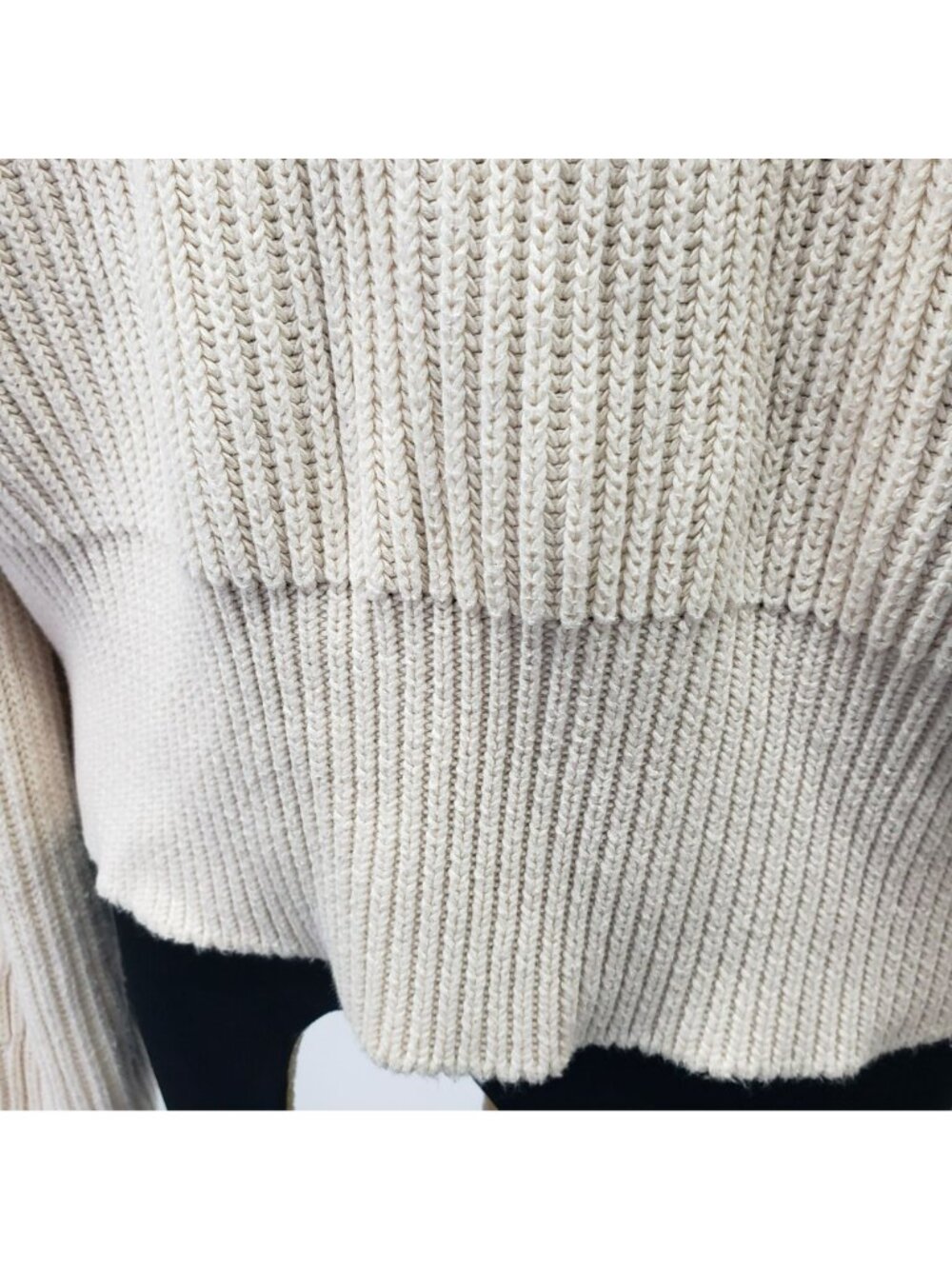 G. Label by Goop GWYN Cream Bella Button Bomber Cardigan Sweater Minimalist - Picture 11 of 16